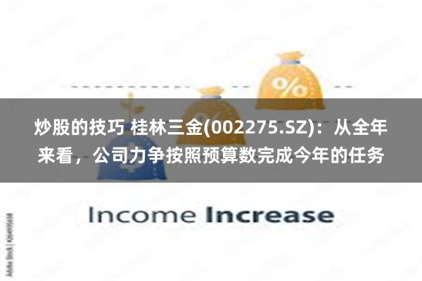 炒股的技巧 桂林三金(002275.SZ)：从全年来看，公司力争按照预算数完成今年的任务